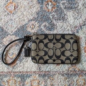 COACH Signature Wristlet with Black Accents